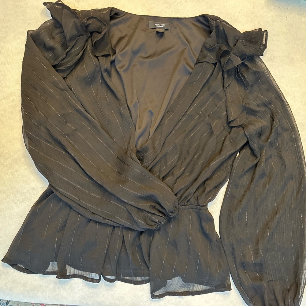 Vera Wang Elegant Black Sheer Blouse